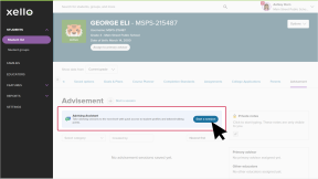 A student profile is open and the cursor is clicking the Advisement tab.